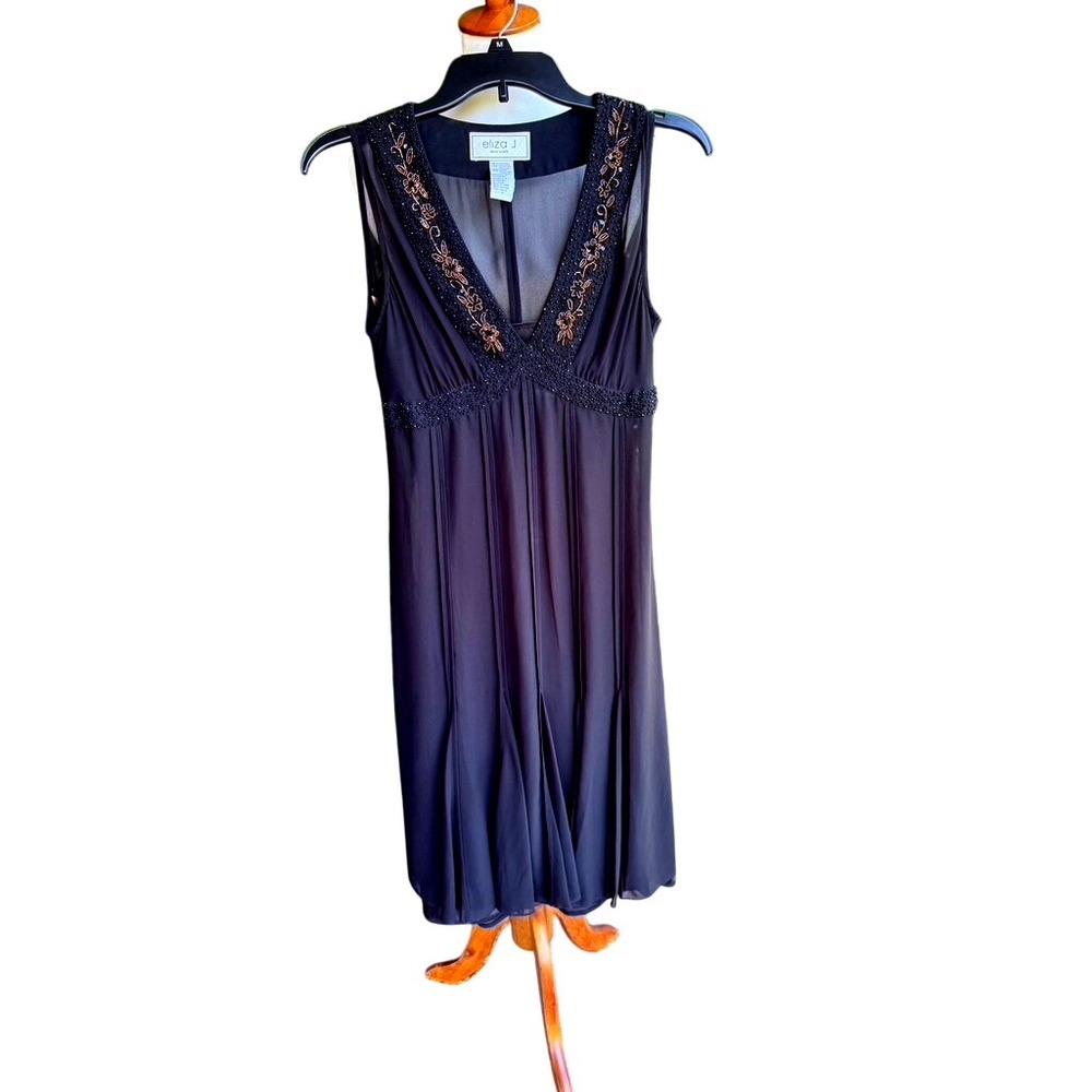 VTG Eliza J Beaded Cocktail Dress Sleeveless Party Dress Black Size M